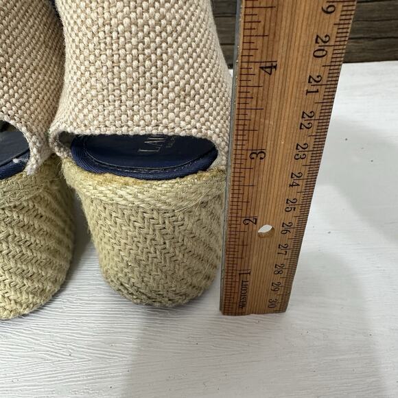 Lauren Ralph Lauren Wedges Women 11B Charla Denim Blue Canvas Espadrille Coastal - Picture 6 of 10